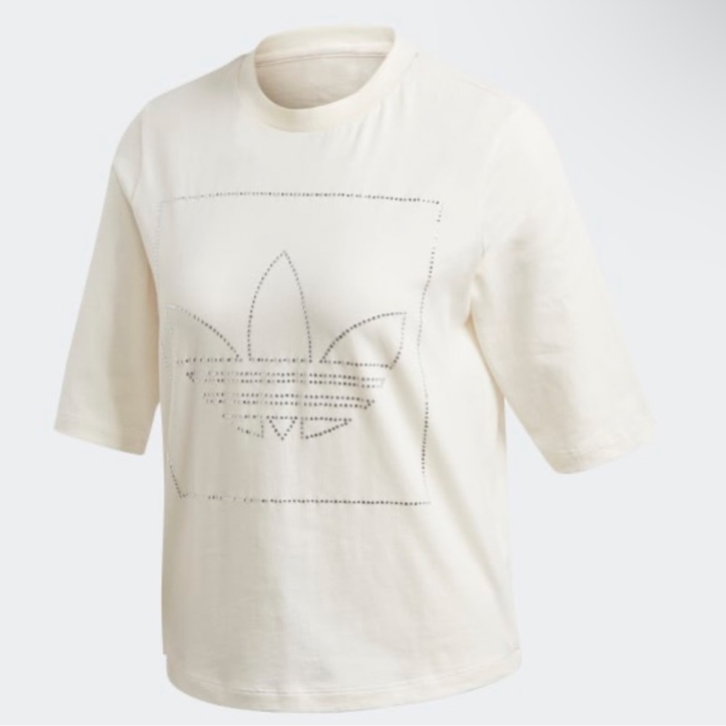 Nwot Adidas Cream/White Rhinestone T-Shirt Top Shirt Xs